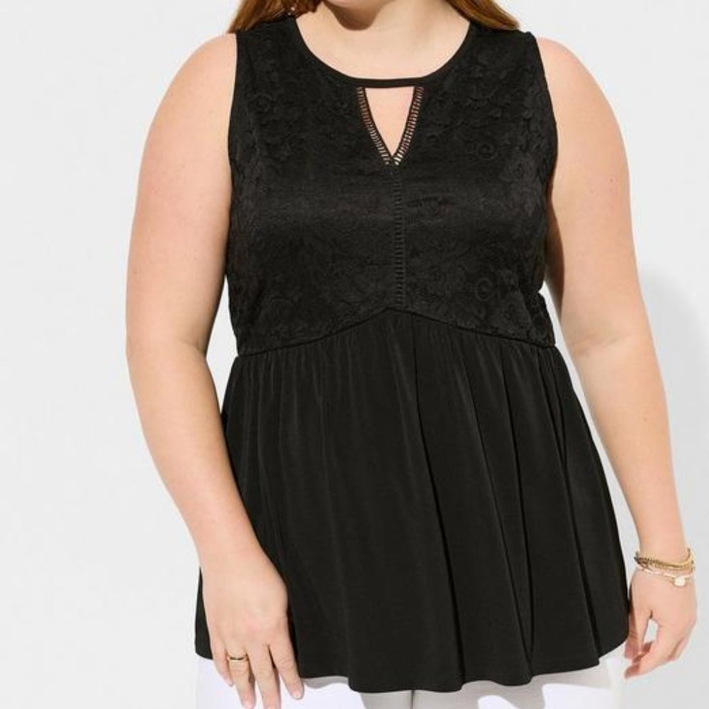 ❤️NWT TORRID TANK - LACE BABYDOLL KEYHOLE CAMI - FLOWY - PLUS SIZE